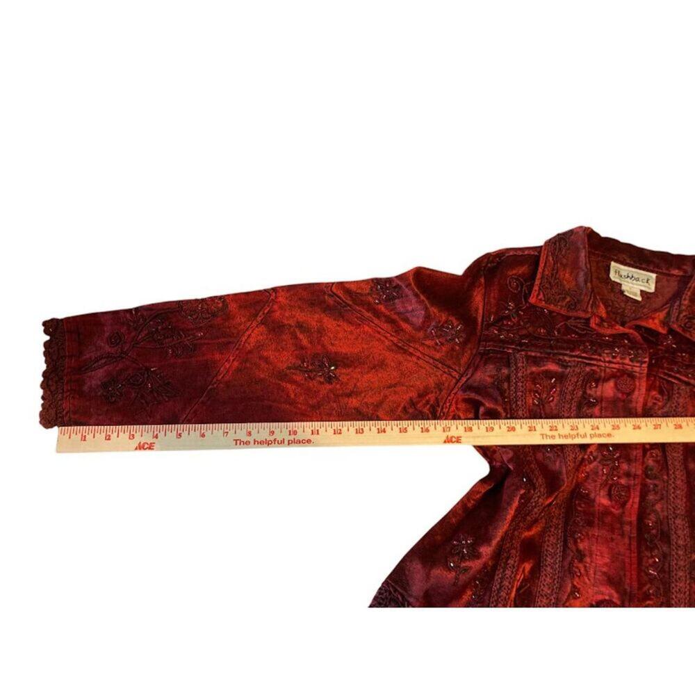 Vintage Flashback Jacket embroidery beads lace mid-weight unlined women's Large - Picture 11 of 12